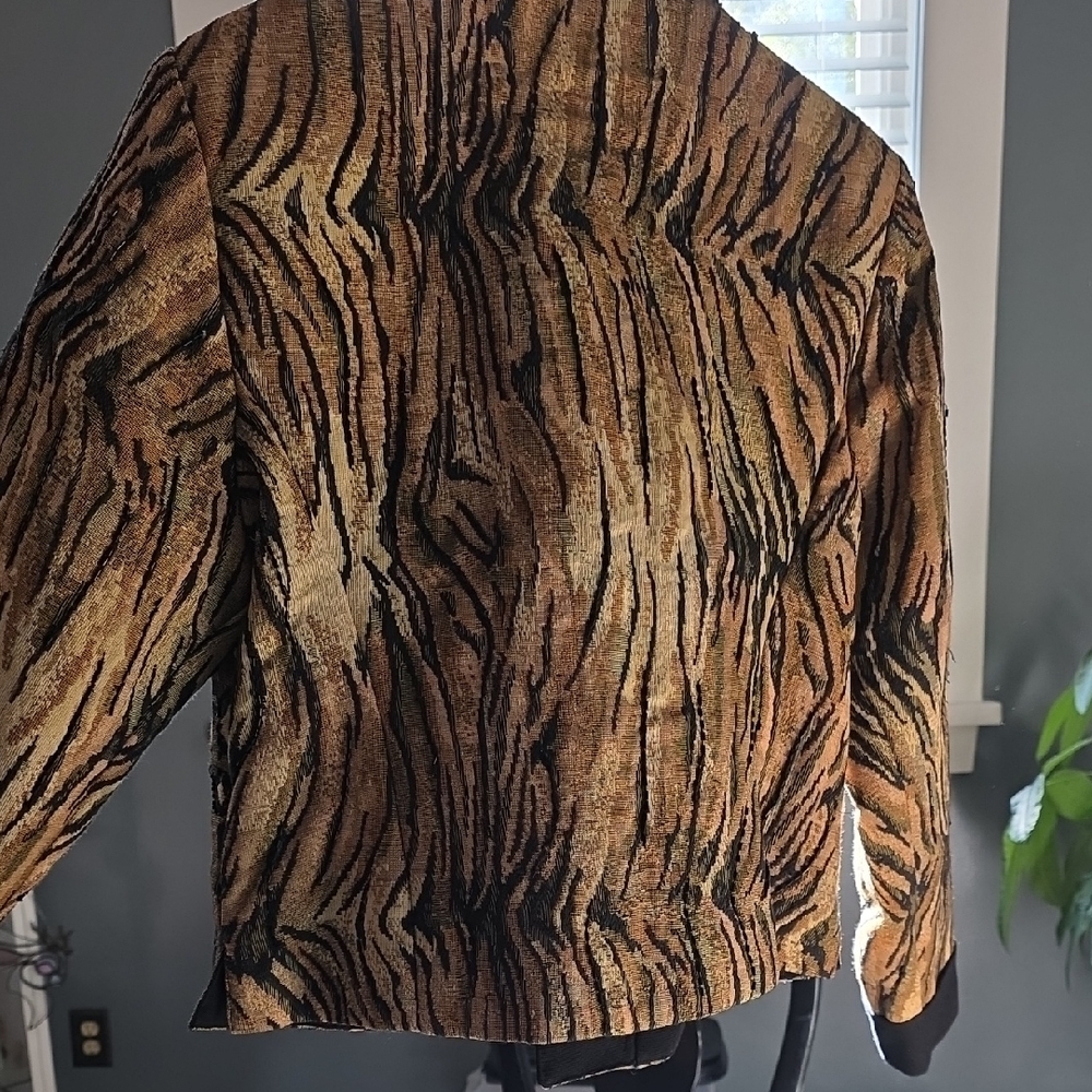 Anage Women's Animal Print Embroidery With Beads Blazer - Black and Brown - Picture 5 of 8